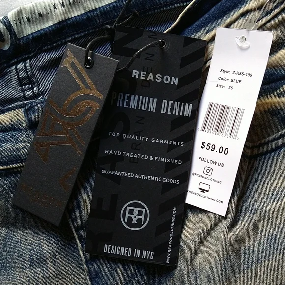 🔥 NEW Reason New York Stone Washed Flexable Denim Skinny Motorcycle Style Jeans - Picture 3 of 7